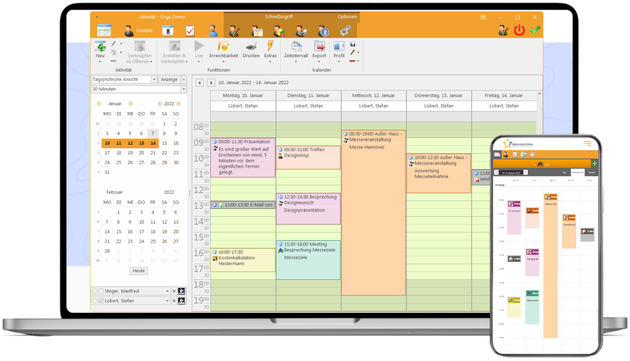 Kalender Desktop und Mobil