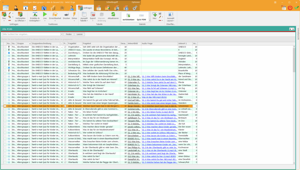 E-Learning Listenansicht