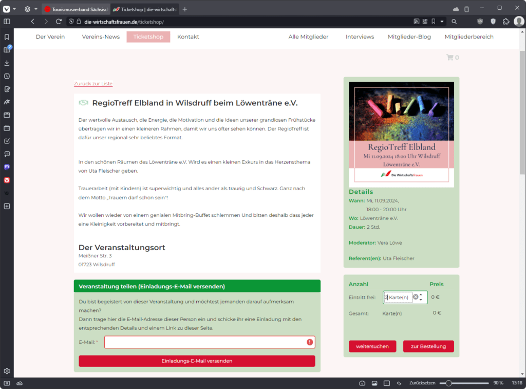 Ticketshop Detail