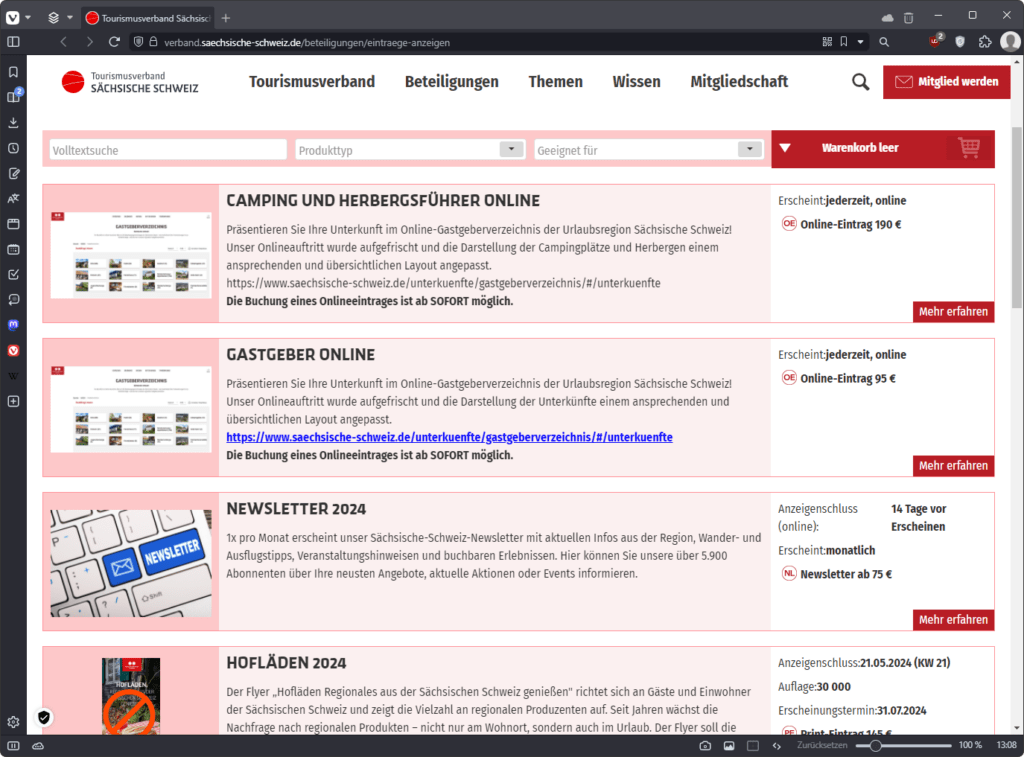 Webshop Liste